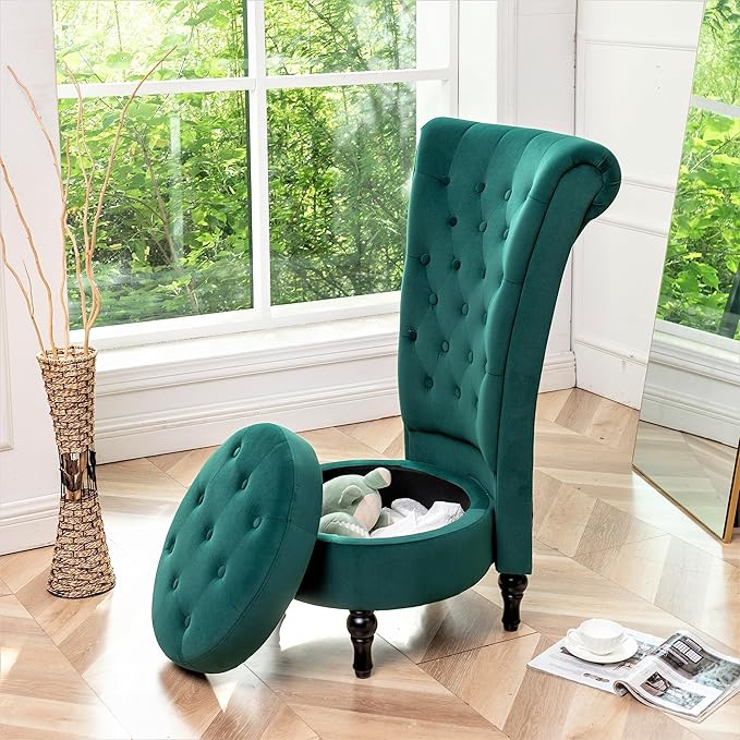 Container Furniture Direct Royal High-Back Velvet Accent Chair - Image 15