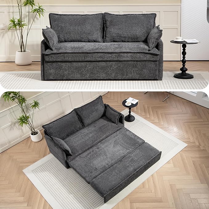 Furnimart 59.5" Queen Size Pull Out Sofa Bed, 3 in 1 Convertible Sleeper Bed - Image 4