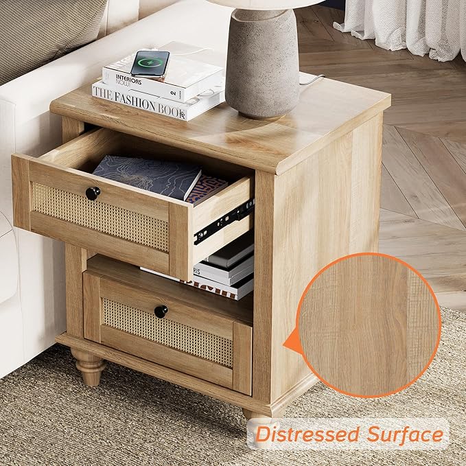 WAMPAT Rattan Nightstand Side Table - Image 5