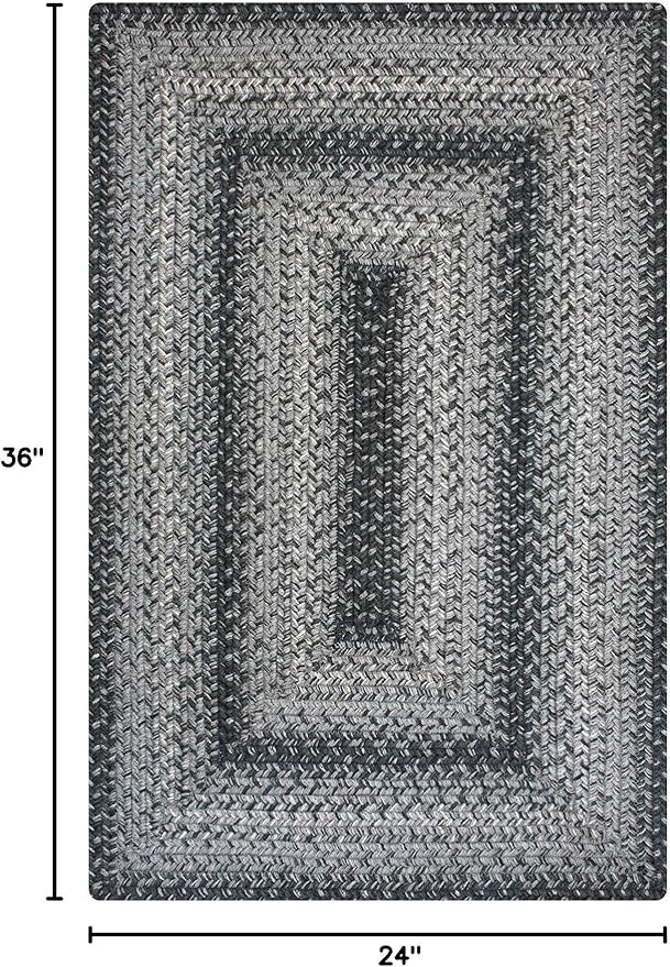 Flint Hill Grey Small Braided Rugs, 2x3' Rectangle - Image 2