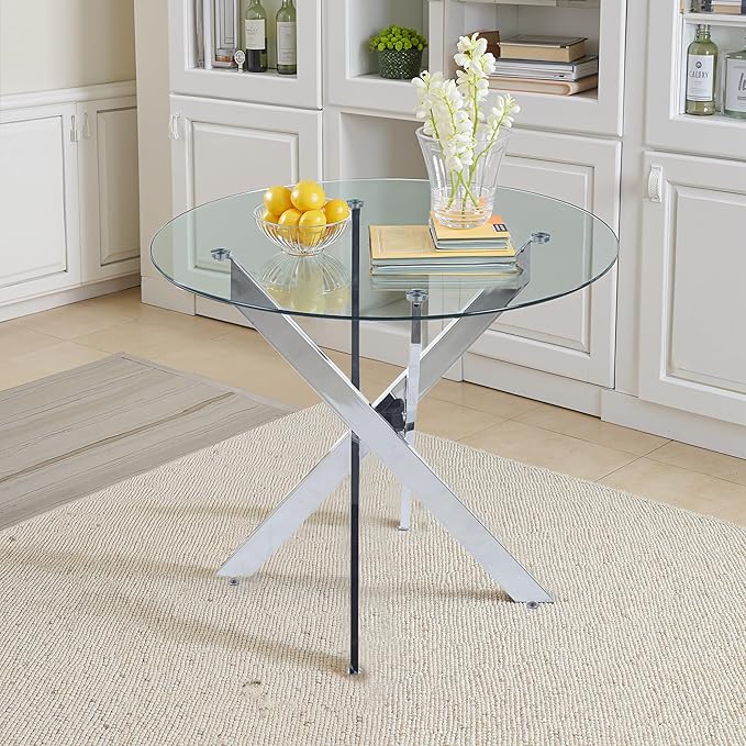 Dining Table for 4 Modern Round Dining Table 35.43" Kitchen & Dining Room Tables by LynginsCreativeLife