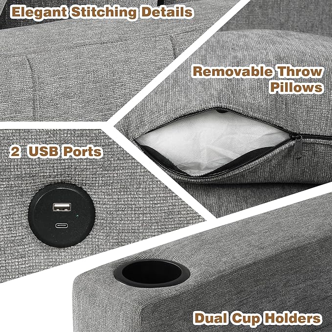84.7" Symmetrical Convertible Sleeper Sectional Sofa Couch Bed - Image 8