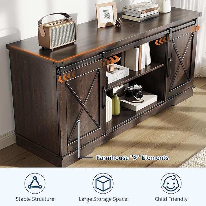 CABIHOME Farmhouse TV Stand and Entertainment Center - Image 3