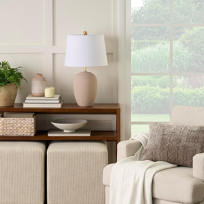 Nourison Home 23" Light Pink Ceramic Jar Table Lamp - Image 5