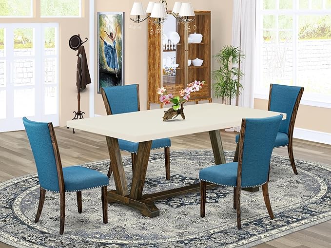 East West Furniture V727VE721-5 5 Piece Modern Dining Table Set Includes a - Image 2