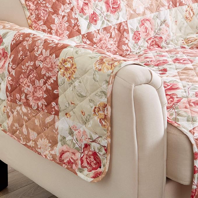 Great Bay Home Reversible Floral Patchwork Furniture Protector Scalloped Edge - Image 4