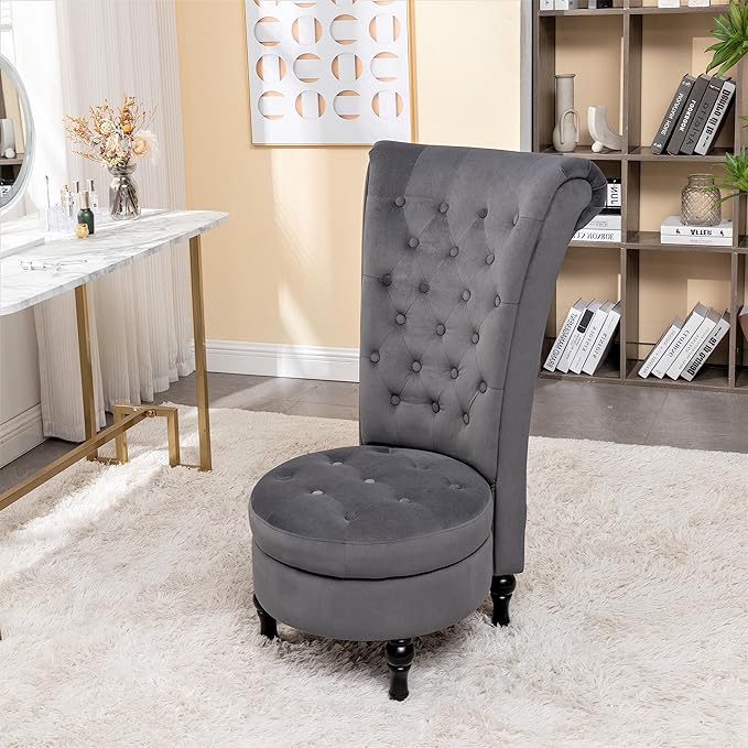Container Furniture Direct Royal High-Back Velvet Accent Chair - Image 9