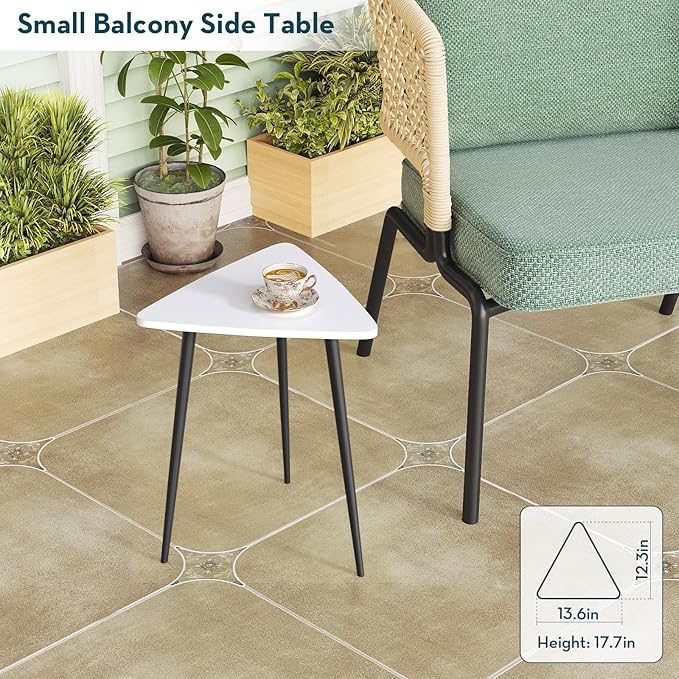 SAYGOER White Side Table Small Triangle End Tables Modern Narrow Sofa Table - Image 7