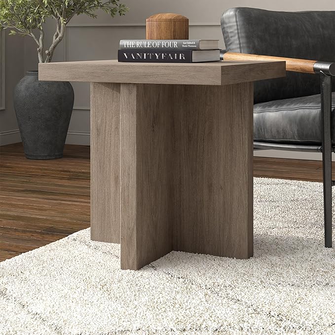 Henn&Hart 22" Wide Square Side Table in Weathered Gray, - Image 6