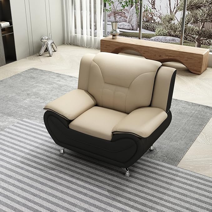 Container Furniture Direct Michael Modern Faux Leather Upholstered Stainless - Image 18
