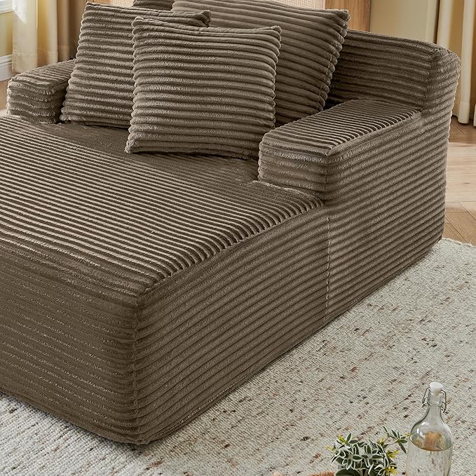 Oversized Chaise Daybed Lounge Sleeper Chair Sofa Bed Indoor, Fluffy Corduroy - Image 8