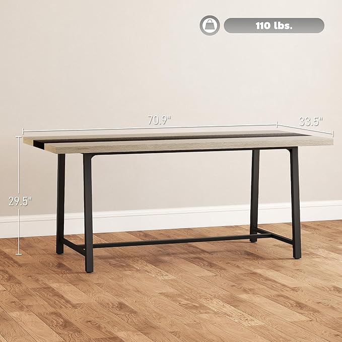 HOMCOM Industrial Dining Table for 8 People, 70.9" Long Rectangular Kitchen - Image 2