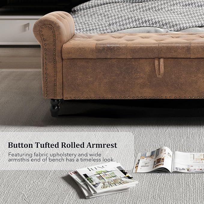 Furniliving 55” End of Bed Bench, Bedroom Bench - Image 8