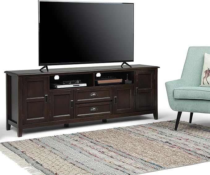 SIMPLIHOME Burlington SOLID WOOD 72 inch Wide Transitional TV Media Stand in - Image 8