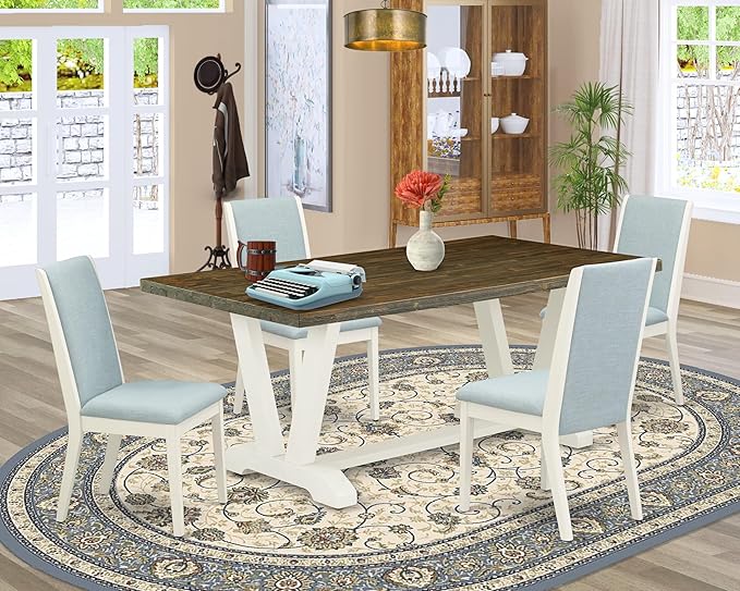 East West Furniture V077LA015-5 5 Piece Dinette Set Includes a Rectangle Dining - Image 2