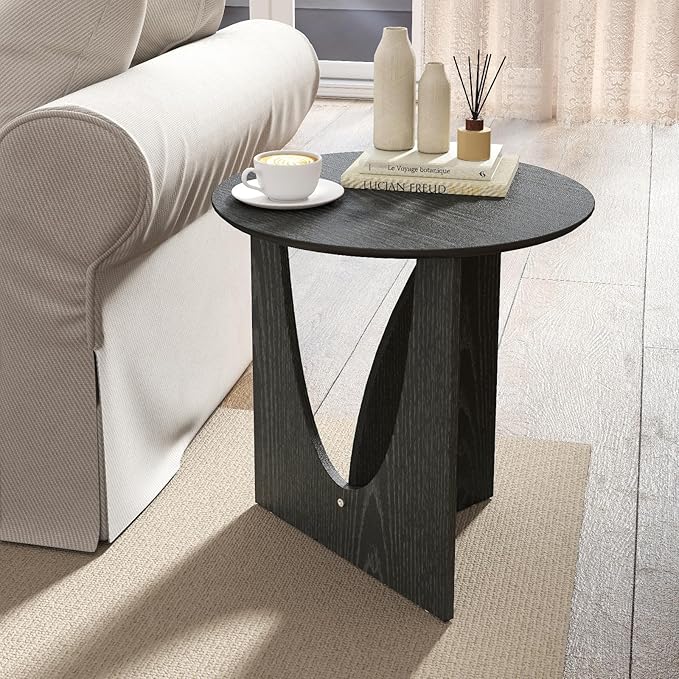 Round Black Side Table, Unique End Table and Small Coffee Table - Image 7