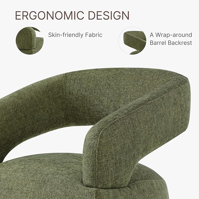 Upholstered Dining Chairs with Casters Easy Assembly Require Modern Barrel - Image 7