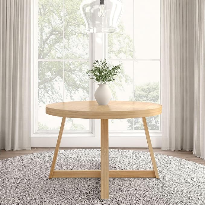 Plank+Beam Round Dining Table, 47 Inch Solid Wood Kitchen Table, Farmhouse - Image 2