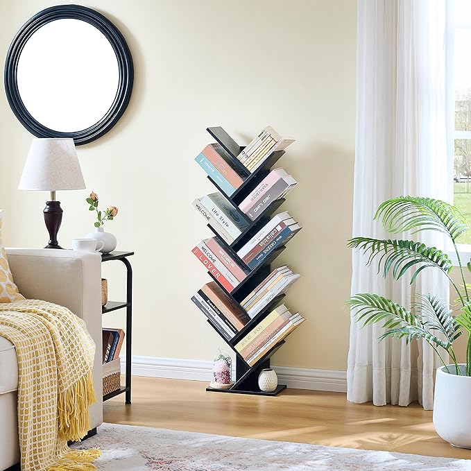 Hoctieon 10 Tier Tree Bookshelf, 10 Shelf Bookcase, Free Standing Tree Bookcase - Image 5