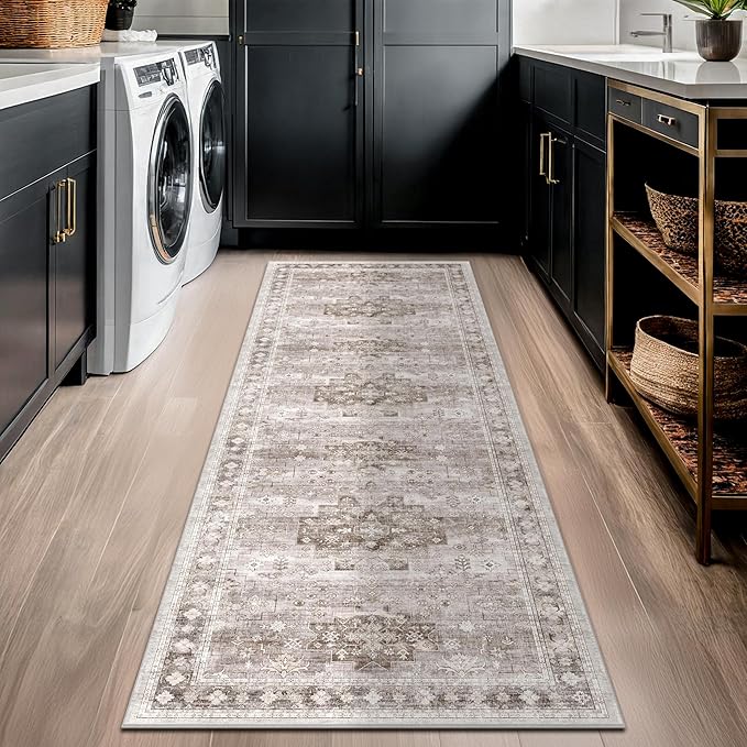 Boho Bathroom Rug 2x5 Runner, Neutral Farmhouse Kitchen Rugs, Small Throw - Image 5