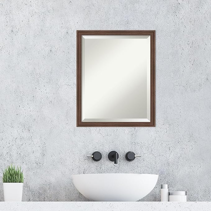 Amanti Art Brown Wall Mirror 22x18 Florence Medium Brown Rectangle Bathroom - Image 6