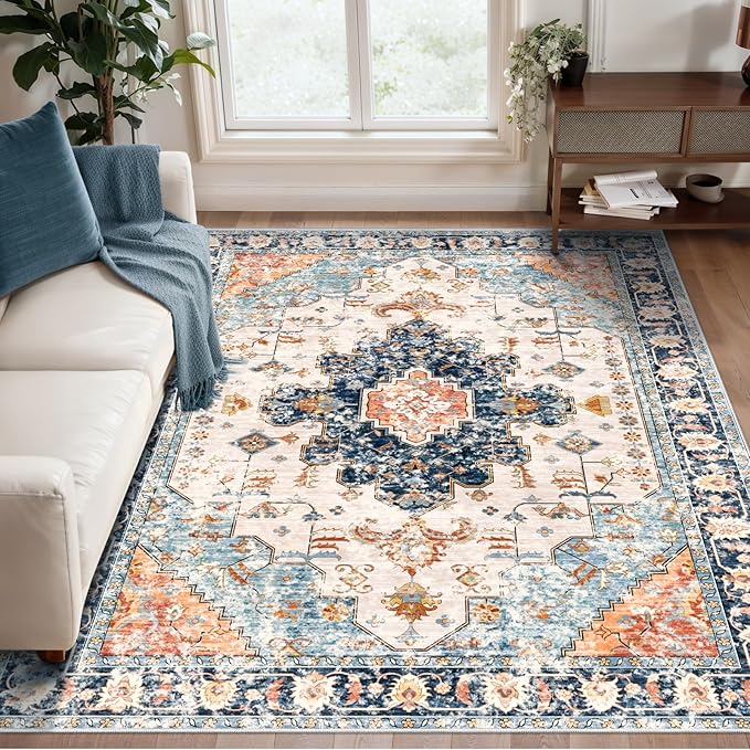 Tangsoo 3x5 Rug for Bedroom, Washable Vintage Rugs Indoor, Non Slip Accent Rug by Tangsoo