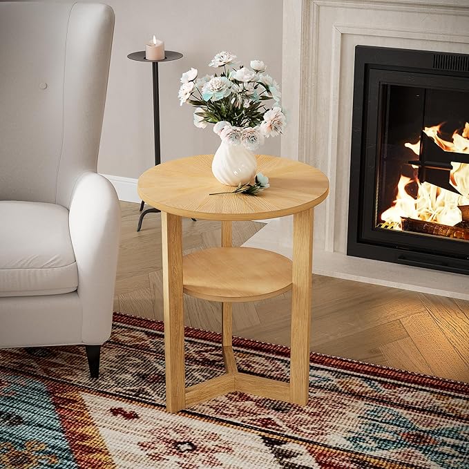 MODERION Round End Table, Rustic Side Tables - Image 3