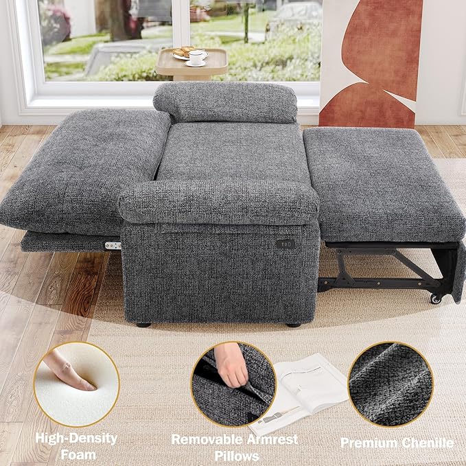 Vipbear 3-in-1 Chenile Convertible Sofa Bed, Pull Out Sleeper Sofa - Image 6