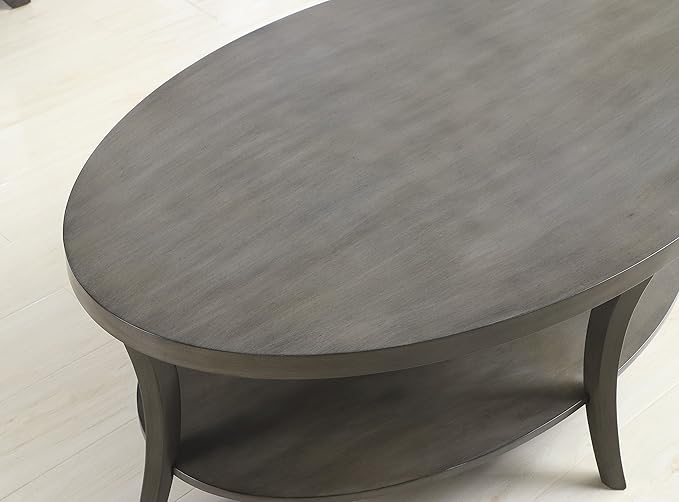 Roundhill Furniture Contemporary Perth Oval Shelf Coffee Table Set - Image 6