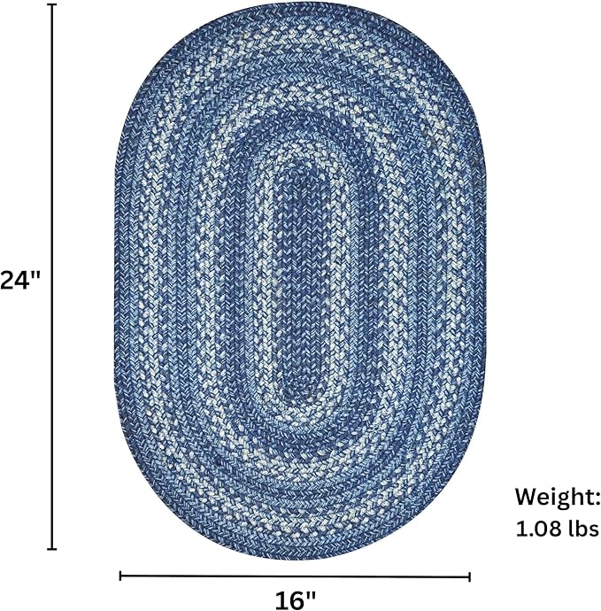 Denim Blue Jute Braided Oval Rugs, 16x24 - Image 2