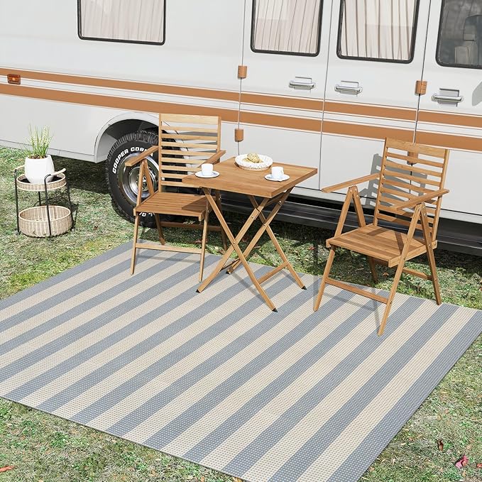 OJIA Striped Outdoor Area Rug 5'x7' Outdoor Rug, Washable Patio Rug Farmhouse - Image 6