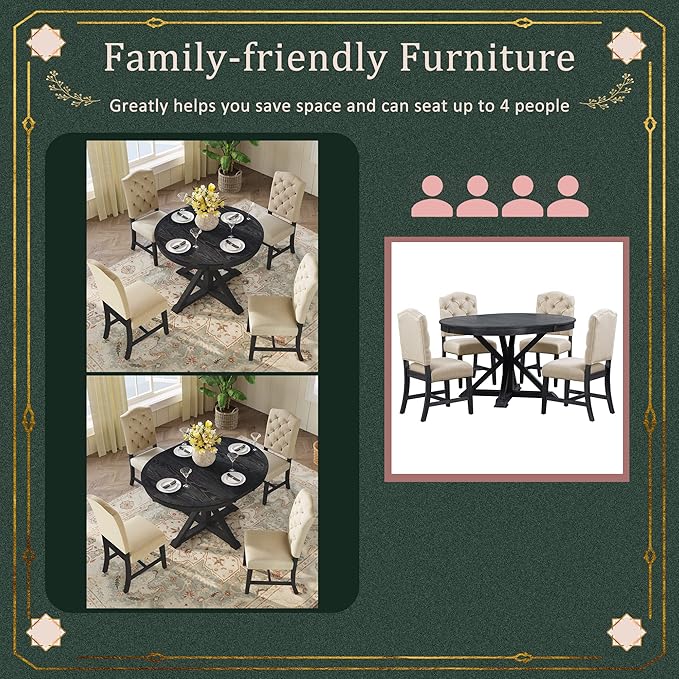 Merax 5-Piece Retro Style Dining Room Set - Image 4