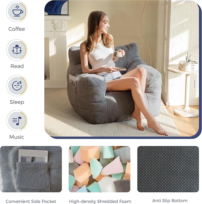 MAXYOYO Bean Bag Chair, Tufted Bean Bag Sofa - Image 7