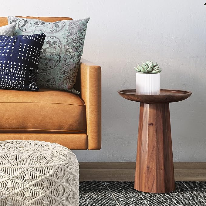 SIMPLIHOME Dayton SOLID ACACIA WOOD 13 inch Wide Round Contemporary Wooden - Image 2