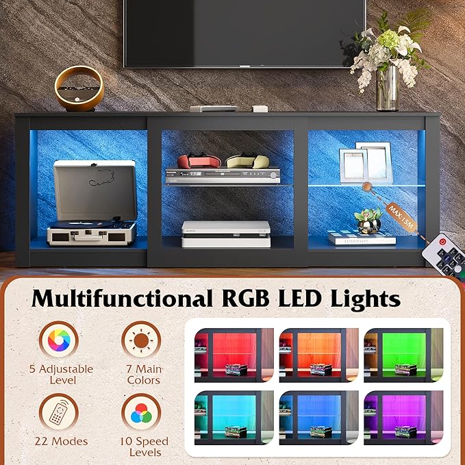 WLIVE LED TV Stand for 65 Inch TV, Modern Entertainment Center - Image 4