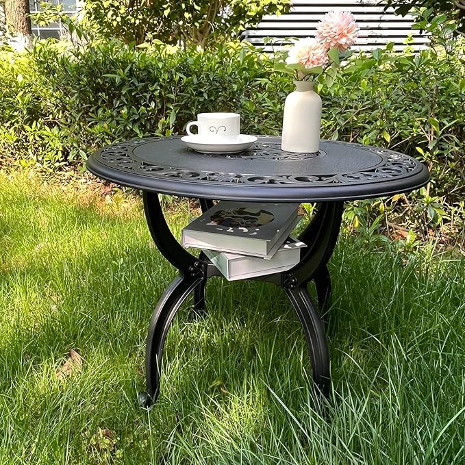 Cast Aluminum Side Table for Outdoor Patio, Balcony - Image 2