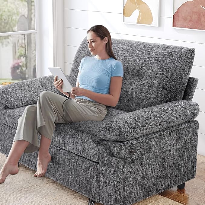 Vipbear 3-in-1 Chenile Convertible Sofa Bed, Pull Out Sleeper Sofa - Image 7