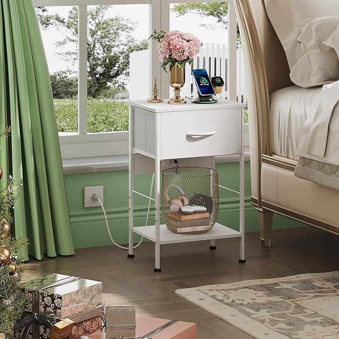 WLIVE Nightstand with Charging Station, Bed Side Table - Image 2