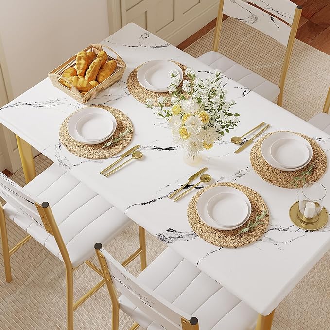 IRONCK Dining Table Set for 4, Wood Kitchen Table - Image 4