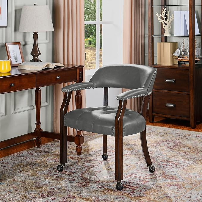 LEEMTORIG Dining Chairs with Casters and Arms, Rolling Dining Chairs with Wheels - Image 2