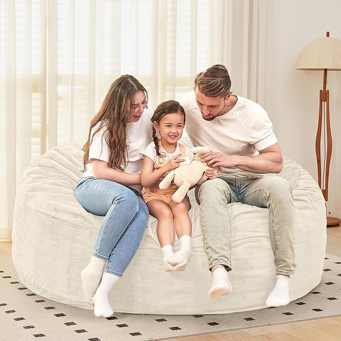 HABUTWAY Bean Bag Chair: Giant 6' Memory Foam Furniture Bean Bag Chair - 6Ft - Image 2