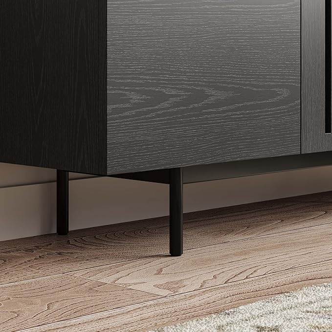 POVISON Fully-Assembled Mid Century Modern Sintered Stone TV Stand, Slatted - Image 7