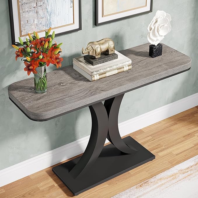 LITTLE TREE Industrial Entryway Console Table, Compact Foyer Hallway Accent - Image 4