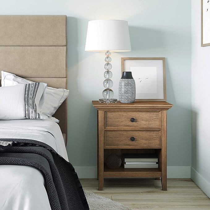 SIMPLIHOME Amherst SOLID WOOD 24 inch Wide Transitional Bedside Nightstand - Image 2