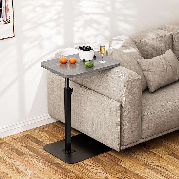 Side Table Sofa Tray for Couch Heavy Metal Base Swivel/Adjustable Height - Image 4