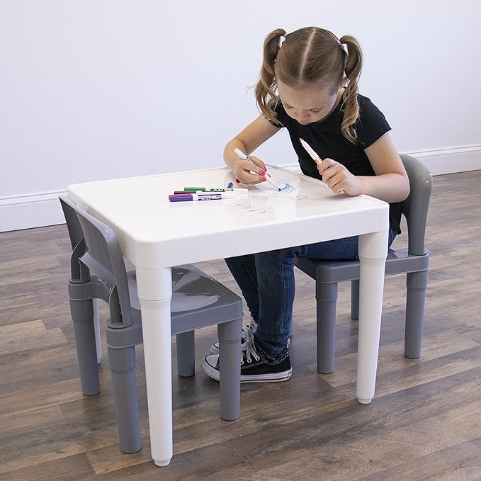 Humble Crew Kids Dry Erase Plastic Table and 2 Set - Image 3