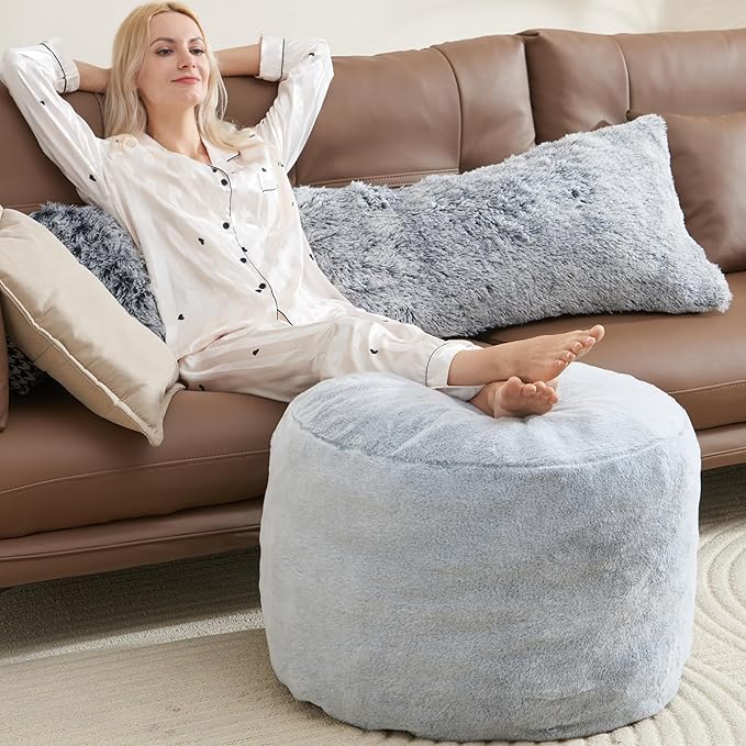 Boho Ottoman Living Room Furniture 26"x18" Large Round Ottomans Pouf Couch Foot by Unknown