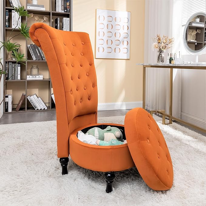 Container Furniture Direct Royal High-Back Velvet Accent Chair - Image 3