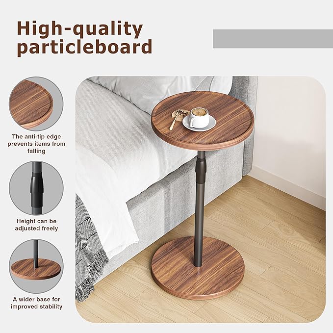 Adjustable End Table, Small Round Side Table, Drink Table - Image 5