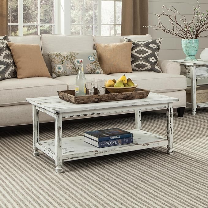 Country Cottage 42-Inch Farmhouse Coffee Table - Image 2